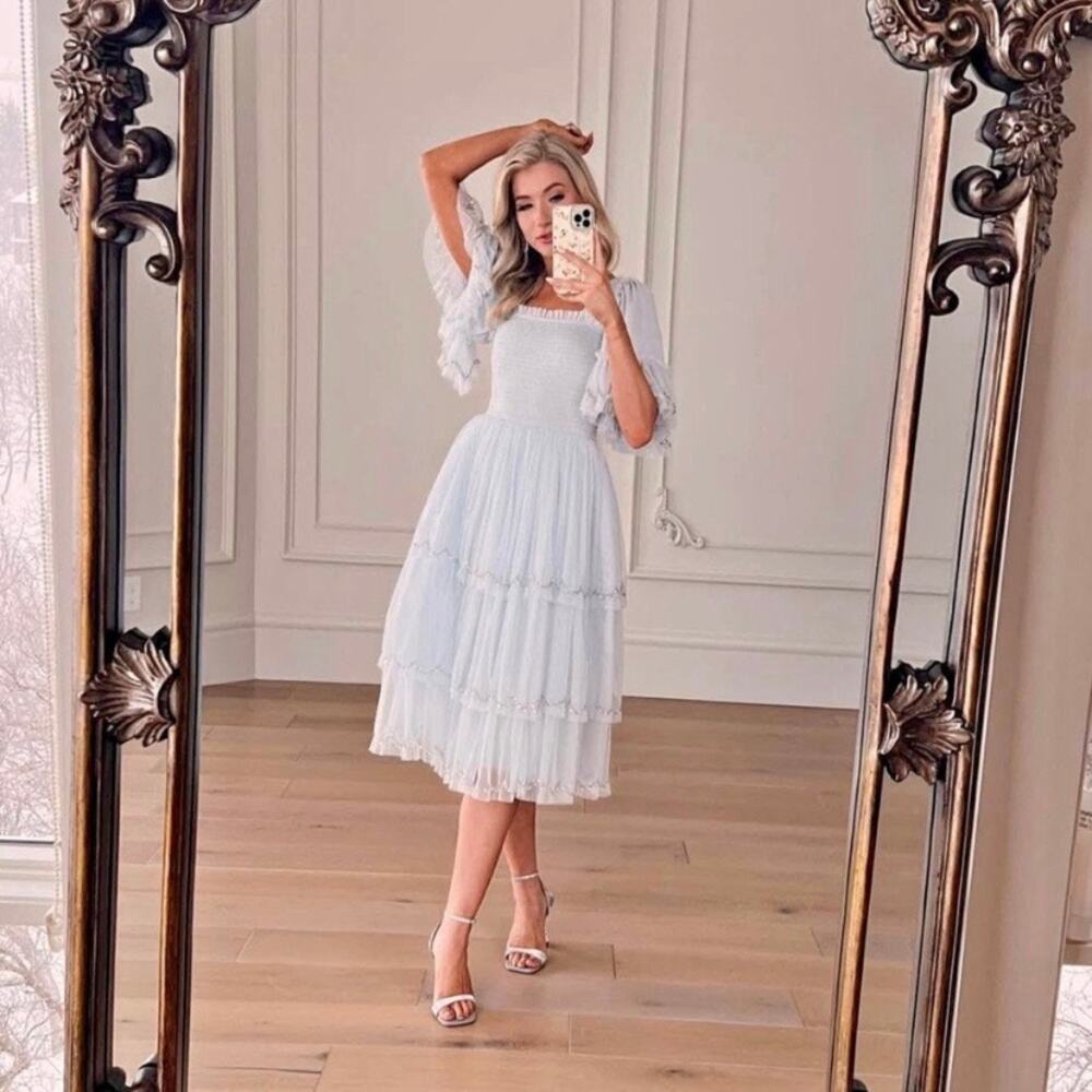 JessaKae Pale Blue Tiered Midi Dress - Picture 2 of 15